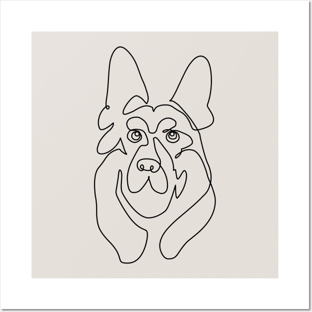 One line German Shepherd Wall Art by huebucket